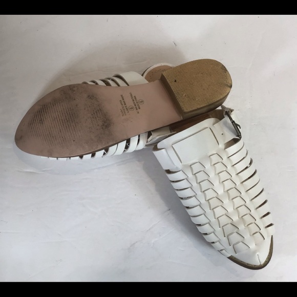 CHASE & CHLOE WHITE WOVEN BUCKLE SLIDE MULES SZ 6 - Picture 6 of 12